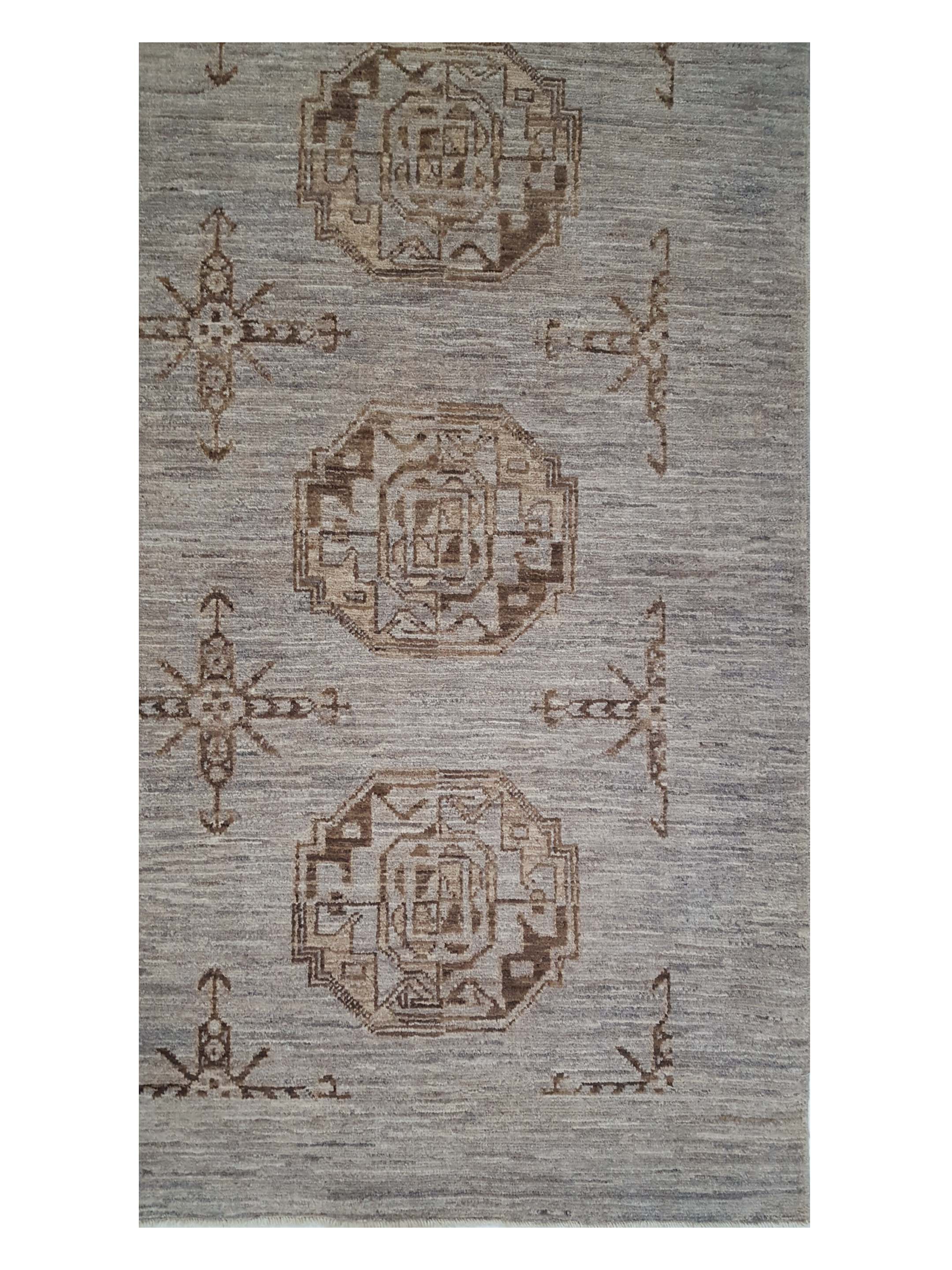 Tekke Hand Knotted Grey 6x6 - Image 3 of 5