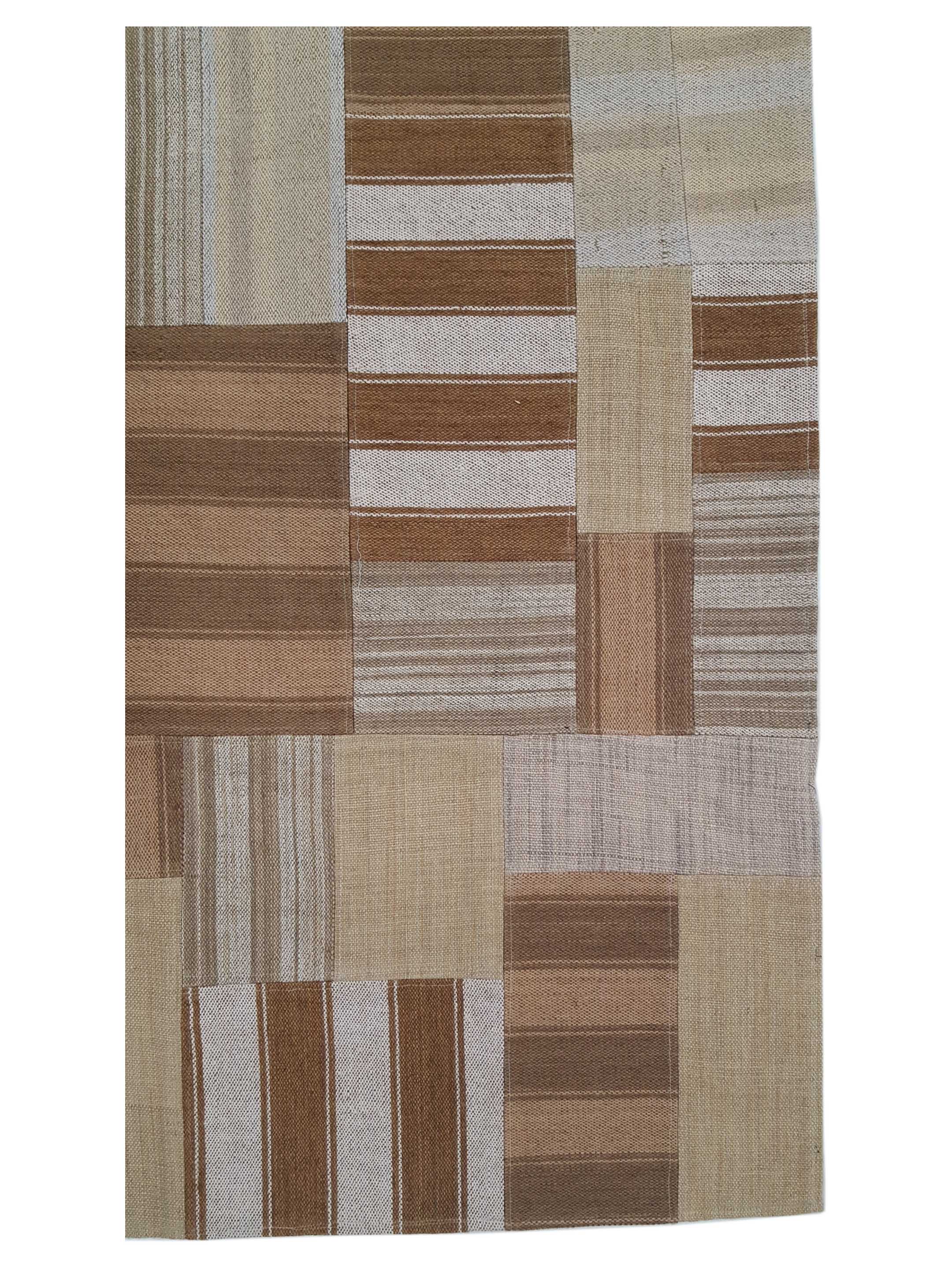 Patch Flatweave Hand Knotted Brown 3x10 - Image 4 of 6