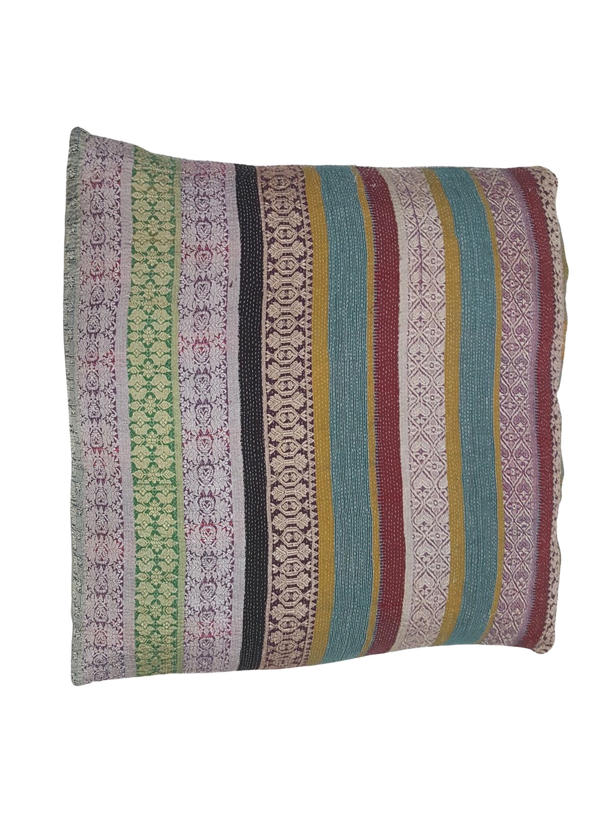 Vintage Quilt Pillow Hand Knotted Burgundy 3x3